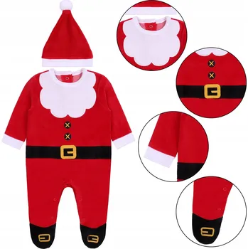 Kojenecký overall Vánoční overal pro miminko + čepička Santa Claus 86 cm