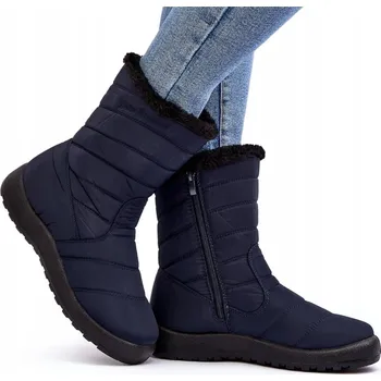 Dámská zimní obuv ZATEPLENÉ SNĚHULE NEPROMOKAVÉ TMAVĚ MODRÉ 40