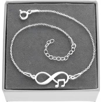 Náramek Stříbrný náramek nekonečno notička nota KRABIČKA STŘÍBRO 925