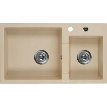 Granitový dřez Dvoukomorový granitový dřez Deante 1 béžový