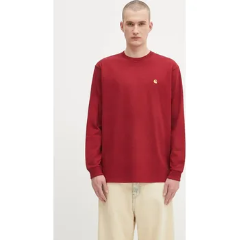 Bavlněné tričko s dlouhým rukávem Carhartt WIP L/S Chase, XL, červená, 33X