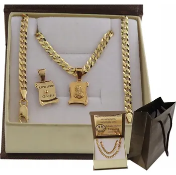 Řetízek ZŁOTY MĘSKI SOLIDNY ŘETÍZEK PANCR PEŁNY 925/585 14k GRAVÍROVÁNÍ DÁREK