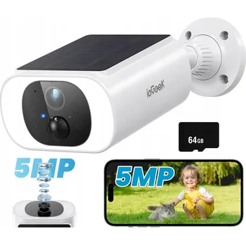 IP kamera Solární Bezdrátová Venkovní IP WiFi Kamera 5MPx Upozornění 32GB SD