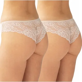 Kalhotky Dámské bavlněné kalhotky střihu brazilské kalhotky s krajkou, pudrová růžová, 2 kusy v balení Kleo, velikost M