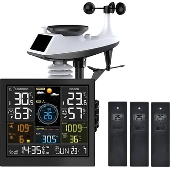 Meteostanice Solight Tuya chytrá WiFi profesionální meteostanice + 3x senzor teploty a vlhkosti TE93WiFi3S
