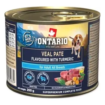 Krmivo pro psa Konzerva Ontario Adult telecí pate s příchutí kurkumy 200g