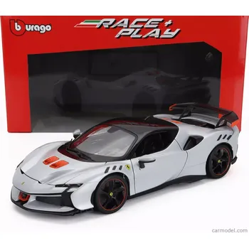autíčko Bburago Ferrari Sf90xx Stradale 2024 1:18 Bianco Artico - Bílá Met Oranžová Černá