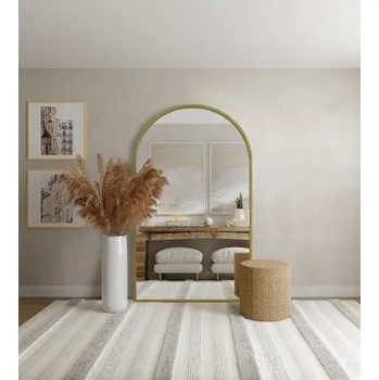 Zrcadlo Poloviční oválné zrcadlo ve zlatém rámu MDF SLIM - DOMI - barva dle výběru