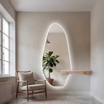 Zrcadlo Zrcadlo s nepravidelným tvarem s výřezem na skříňku s osvětlením - JASPIS LED