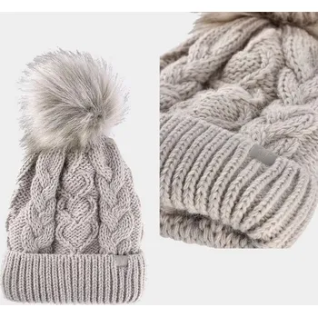 Čepice 4F Dětská zimní čepice s bambulí 4FJWAW24ACAPF421 béžová