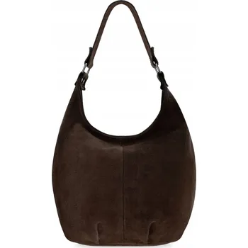 Kabelka Čokoládová semišová italská kabelka shopper z přírodní semiše Vera Pelle