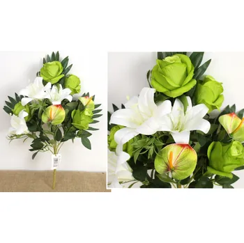 umělá květina Umělá míchaná kytice RŮŽE, LILIE, ANTHURIUM