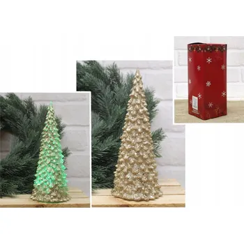 Vánoční dekorace Vánoční LED dekorace STROMEČEK posypaný třpytkami 20x9 cm - zlatý AE-8740