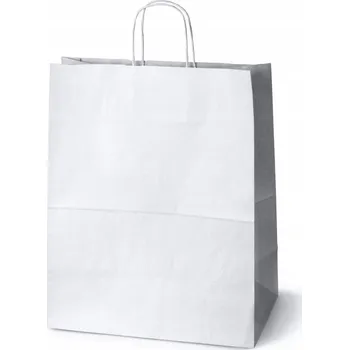 Nákupní taška Papírová taška 35x18x44 BÍLÁ ekologická Nákupní taška JEDNORÁZOVÁ