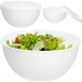 Velká plastová mísa 6 l na šlehání salátů kuchyňská bílá 29 Cm víko