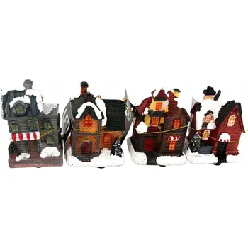 Vánoce Malovaný vánoční domeček LED 7 cm MIX