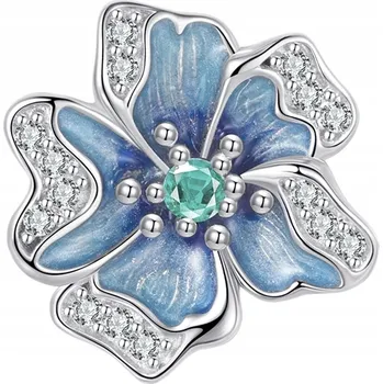 Přívěsek Korálek Přívěsek Stoper Modrý Květ Stříbro 925 Korálky Trusky