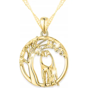 Náhrdelník Zlatý Náhrdelník se Žirafou Strom Života Štěstí Žirafy STŘÍBRO 925