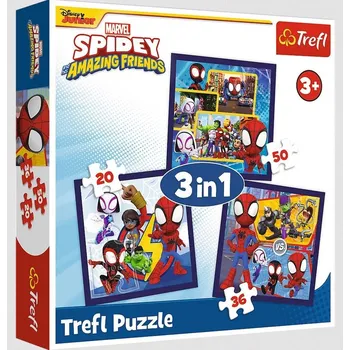 PUZZLE 3V1 SPIDEY, PAVOUCI A DINOSAUŘI TREFL