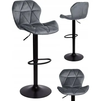 Barová židle Barová Židle nastavitelná Sevilla szary Velvet BL