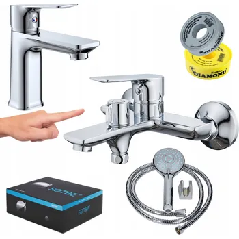 Vodovodní baterie Jednopáková nástěnná vanová a sprchová baterie Sotbe NEA, sada se sprchou, stříbrná