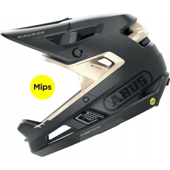 Cyklistická přilba Cyklistická helma integrální ABUS AIRDROP Fullface MIPS M 58-62 cm Černá Zlatá