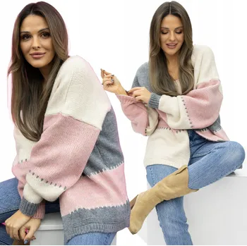 Dámský svetr MERCI Polský moderní barevný krátký KARDIGAN módní PŘEHOZOVÁ Šachovnice