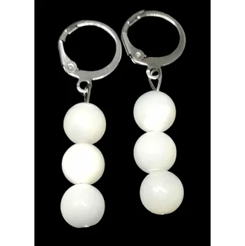 Náušnice Perleťové naušnice tři kuličky, chir. ocel