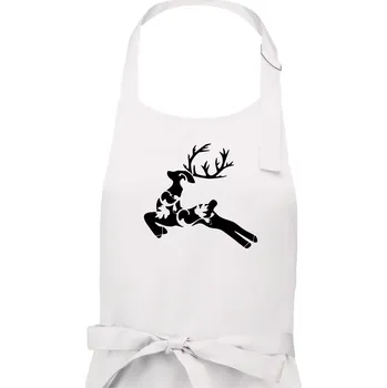 Kuchyňská zástěra Laň z listů - Dámská zástěra na vaření - Univerzální velikost ( Bílá )