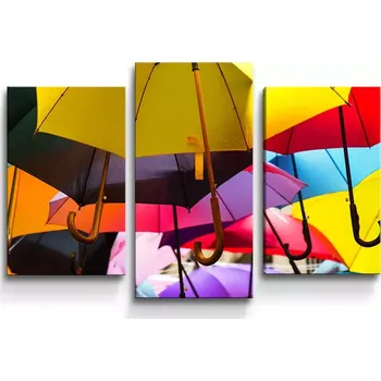 Obraz Sablio Obraz - 3-dílný Deštníky - 75x50 cm