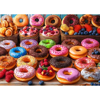 3D puzzle Mega puzzle Sladké donuty – rodinná zábava a barevný zážitek