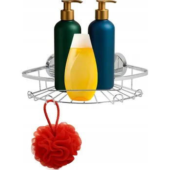 Koupelnový nábytek ROHOVÁ POLICE DO KOUPELNY POD SPRCHU, ODOLNÁ OCELOVÁ, BEZ VRTÁNÍ