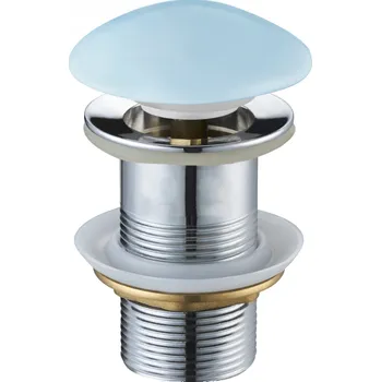 sítko a zátka do dřezu Mexen uzavíratelná kulatá umyvadlová odtoková zátka typu ClickClack, bez přepadu, modrá matná keramická, 79910-49