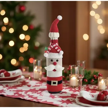 Vánoční dekorace Vánoční návlek na láhev s čepicí a šálem - SANTA CLAUS (Značka: MOONBIFFY)