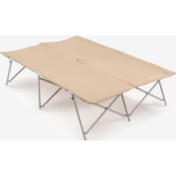 Zahradní lehátko QUECHUA Kempingové lehátko Camp Bed Second 130 cm pro 2 osoby BÉŽOVÁ