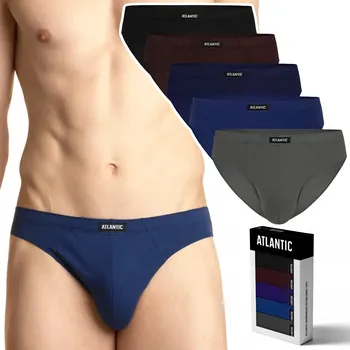 Slipy Pánské slipy 5 PÁRŮ sportovní bavlněné ATLANTIC 5SMP-002 - L