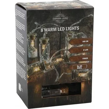 Vánoční dekorace Světelný řetěz s časovačem 8LED lahvičky se stromkem 100cm