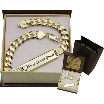 Náramek Pánský náramek AMAR pancéřový vzor stříbro 925 pozlaceno 585 20 cm s gravírováním