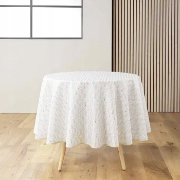 ubrus UBRUS BÉŽOVÝ KULATÝ SE ZÁŘIVÝM VZOREM DO JÍDELNY PRŮMĚR 180 CM