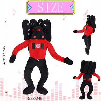 plyšák Plyšová Hračka Hračka Plyšák SKIBIDI TOILET Plyšový Mazlíček Přítulníček Červená Černá 32 cm