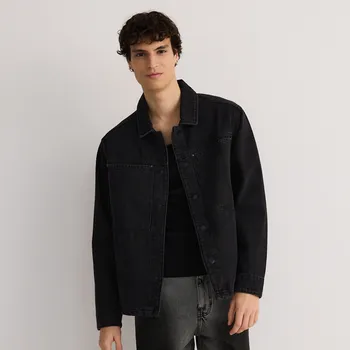 Pánská košile Reserved - Džínová košile regular fit - černý - YQ341-99J - YQ341-99J-M