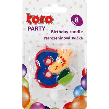 Dortová svíčka číslice "8" TORO zapichovací 5cm žirafa