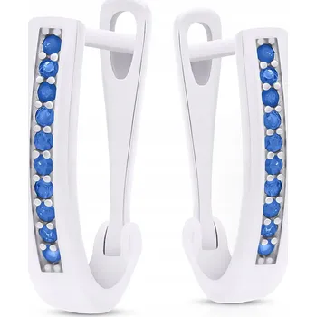 Náušnice Dámské Stříbrné Náušnice s anglickou sponou a modrými Zirkony ryzost 925