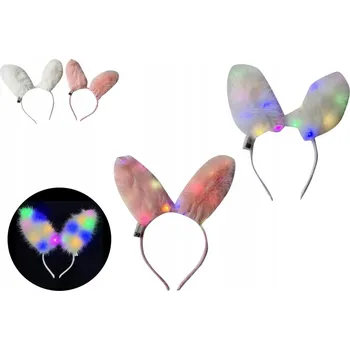 Karnevalový doplněk ČELENKA UŠI ZAJÍČKA SVÍTÍCÍ DUHOVÉ UŠI 3 ÚROVNĚ SVÍCENÍ FESTIVAL