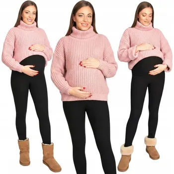 Dámské legíny Těhotenské legíny Przyszła Mama dlouhé bavlna černé velikost 3XL