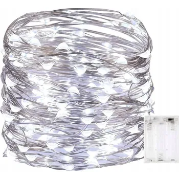 Vánoční dekorace Vánoční osvětlení na stromeček drátky dekorace 100 LED 10m na baterie studená bílá