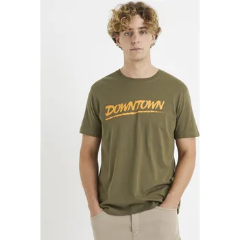 Pánské oblečení Celio Tričko Veflash - Pánské Celio kaki 1789655