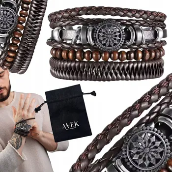 Náramek PÁNSKÝ NÁRAMEK S KORÁLKY, SADA, BRONZOVÝ SYMBOL GALAXIE 4V1