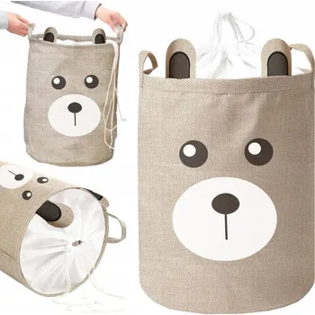 Úložný box Skládací koš na hračky, kontejner, vak na prádlo - medvídek, organizér 50 cm