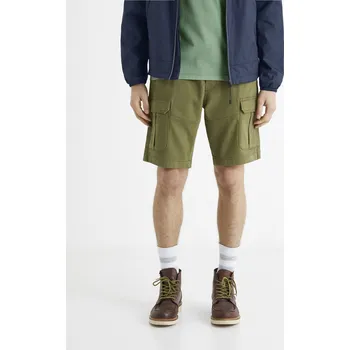 Pánské oblečení Celio Bavlněné cargo kraťasy Bolookbm - Pánské Celio kaki 1920407